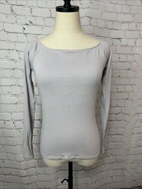 Klassy Network Light Gray Long Sleeve Boatneck Braless Top Size L NEW